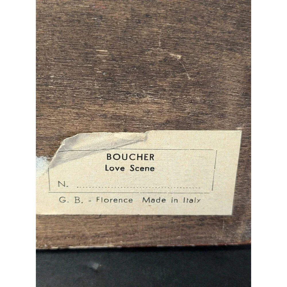 Vintage Miniature Italian Frame W/ Rococo-Style Love Scene